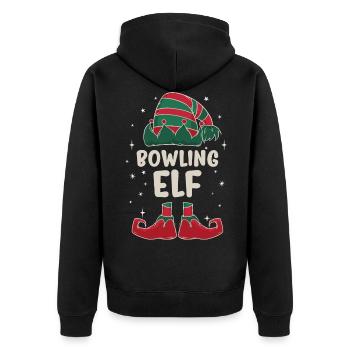 Bowling Elf Familien Partner Weihnachtsgeschenk - Unisex Premium Bio Zip Hoodie - Schwarz - Hinten - Nico (187cm)