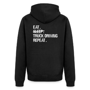 Eat Sleep Truck Driving Repeat Trucker Truck Driver - Unisex Premium Organic Zip Hoodie - black - Back - Nico (187cm)