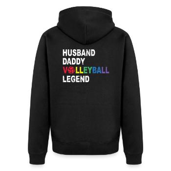 Husband Daddy Volleyball Legend - Beach Volleyball - Unisex Premium Bio Zip Hoodie - Schwarz - Hinten - Nico (187cm)