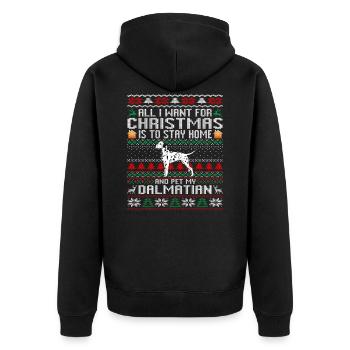 Hässlicher Weihnachtspullover Alles was ich zu Weihnachten will - Unisex Premium Bio Zip Hoodie - Schwarz - Hinten - Nico (187cm)