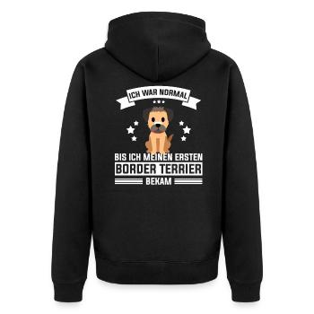 Border Terrier - Unisex Premium Bio Zip Hoodie - Schwarz - Hinten - Nico (187cm)