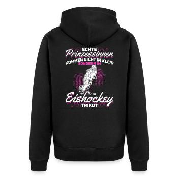 Eishockeyspieler Mädchen Eishockey Prinzessinnen - Unisex Premium Bio Zip Hoodie - Schwarz - Hinten - Nico (187cm)