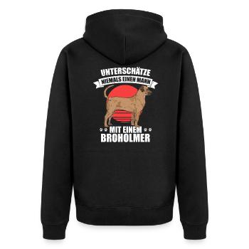 Broholmer Herrchen - Unisex Premium Bio Zip Hoodie - Schwarz - Hinten - Nico (187cm)