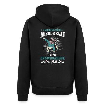 Snowboarding Freestyle Snowboarder Geile Sau - Unisex Premium Bio Zip Hoodie - Schwarz - Hinten - Nico (187cm)