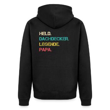 Held Dachdecker Zimmerer Legende Papa - Unisex Premium Bio Zip Hoodie - Schwarz - Hinten - Nico (187cm)