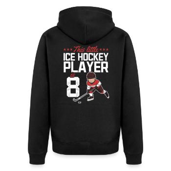 Ce petit joueur de hockey sur glace a 8 ans - Veste à capuche bio Premium Unisexe - noir - Dos - Nico (187cm)