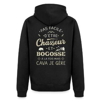 Chasseur Bogosse Chassé Chasse Chasser Humour - Veste à capuche bio Premium Unisexe - noir - Dos - Nico (187cm)