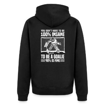Ice Hockey Goalie Eishockey Goalie Eishockeyspiele - Unisex Premium Bio Zip Hoodie - Schwarz - Hinten - Nico (187cm)