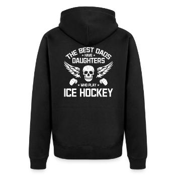 Die besten Väter haben Töchter Eishockey spielen - Unisex Premium Bio Zip Hoodie - Schwarz - Hinten - Nico (187cm)