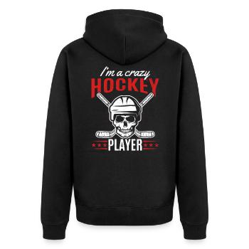 Je suis un joueur de hockey fou I joueur de hockey sur glace - Veste à capuche bio Premium Unisexe - noir - Dos - Nico (187cm)