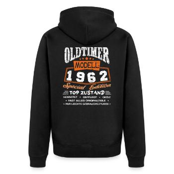 Oldtimer Modell 1962 60. Geburtstag Herren Männer - Unisex Premium Bio Zip Hoodie - Schwarz - Hinten - Nico (187cm)