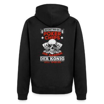 Pokerspieler Poker Glücksspiel Casino Poker König - Unisex Premium Bio Zip Hoodie - Schwarz - Hinten - Nico (187cm)