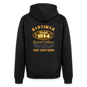 Oldtimer Modell 1934 Auto 88. Geburtstag Geschenk - Unisex Premium Bio Zip Hoodie - Schwarz - Hinten - Nico (187cm)