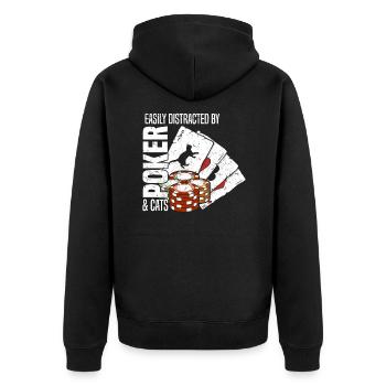 Poker players easily distracted by poker and cats - Unisex Premium Organic Zip Hoodie - black - Back - Nico (187cm)