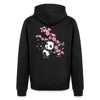Panda Cherry Blossom Cerisier Fleurs De Cerisier Pandas Japonais - Veste à capuche bio Premium Unisexe - noir - Dos - Nico (187cm)