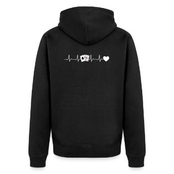 Poker Mädchen Poker Heartbeat Poker Karten Spieler - Unisex Premium Bio Zip Hoodie - Schwarz - Hinten - Nico (187cm)