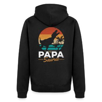 PapaSaurus Rex Daddy Dinosaur Matching Family - Unisex Premium Organic Zip Hoodie - black - Back - Nico (187cm)