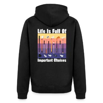 Golf - Golfer - Unisex Premium Bio Zip Hoodie - Schwarz - Hinten - Nico (187cm)
