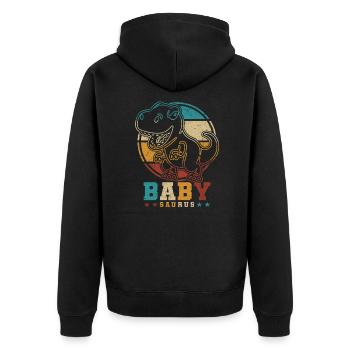BabySaurus T-Rex Baby Dinosaurier Baby Dino Baby - Unisex Premium Bio Zip Hoodie - Schwarz - Hinten - Nico (187cm)