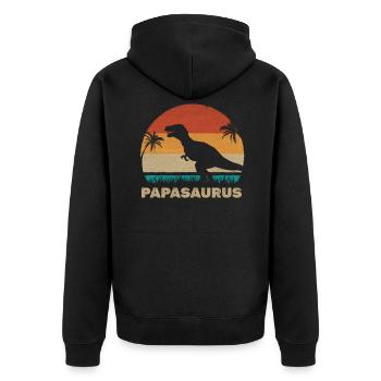 PapaSaurus T-Rex Daddy Dinosaur Matching - Unisex Premium Organic Zip Hoodie - black - Back - Nico (187cm)