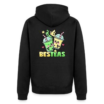 Bubble Tea Friendship Besties BesTeas - Unisex Premium Organic Zip Hoodie - black - Back - Nico (187cm)