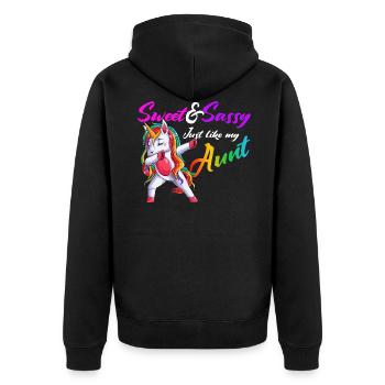 Tante Aunticorn Licorne Famille Lustig Licorne - Veste à capuche bio Premium Unisexe - noir - Dos - Nico (187cm)