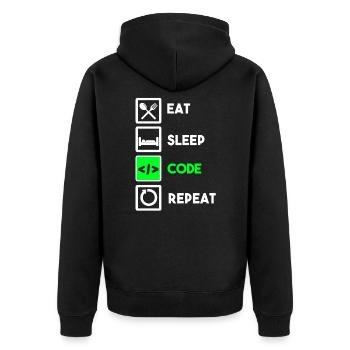 Programmierer Code Informatik Coder Programmieren - Unisex Premium Bio Zip Hoodie - Schwarz - Hinten - Nico (187cm)