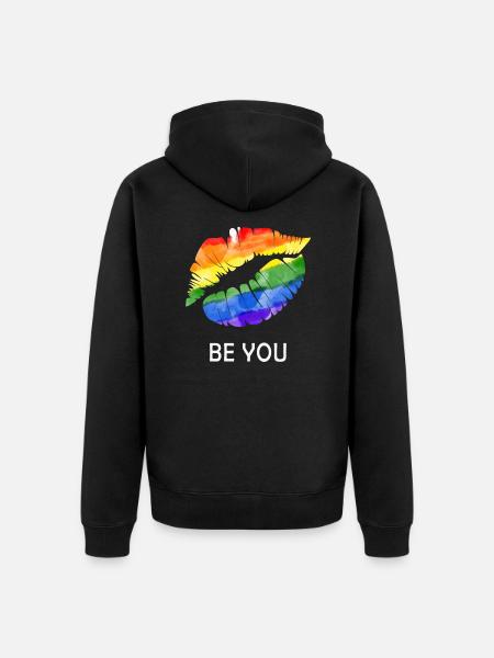 Be you lgbt regebogen - Unisex Premium Organic Zip Hoodie - black