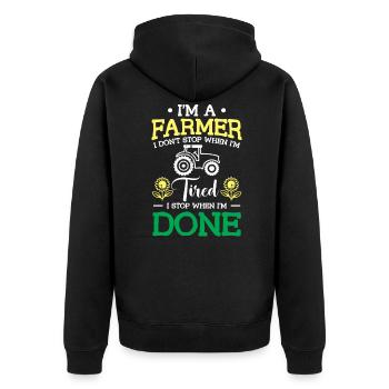 Funny saying for farmers and farmers. - Unisex Premium Organic Zip Hoodie - black - Back - Nico (187cm)