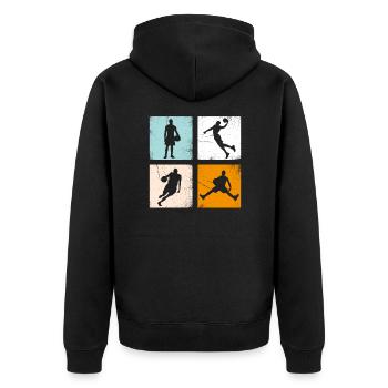 Vintage basketball motif for basketball players - Unisex Premium Organic Zip Hoodie - black - Back - Nico (187cm)