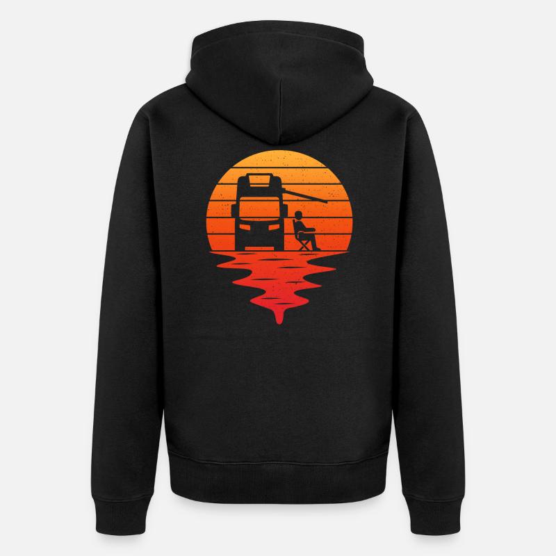 retro sunset camper camping-car caravanning - Veste à capuche bio Premium Unisexe - noir
