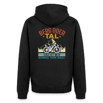 Berg oder Tal das ist mir sowas von Egal E-Bike - Unisex Premium Bio Zip Hoodie - Schwarz - Hinten - Nico (187cm)