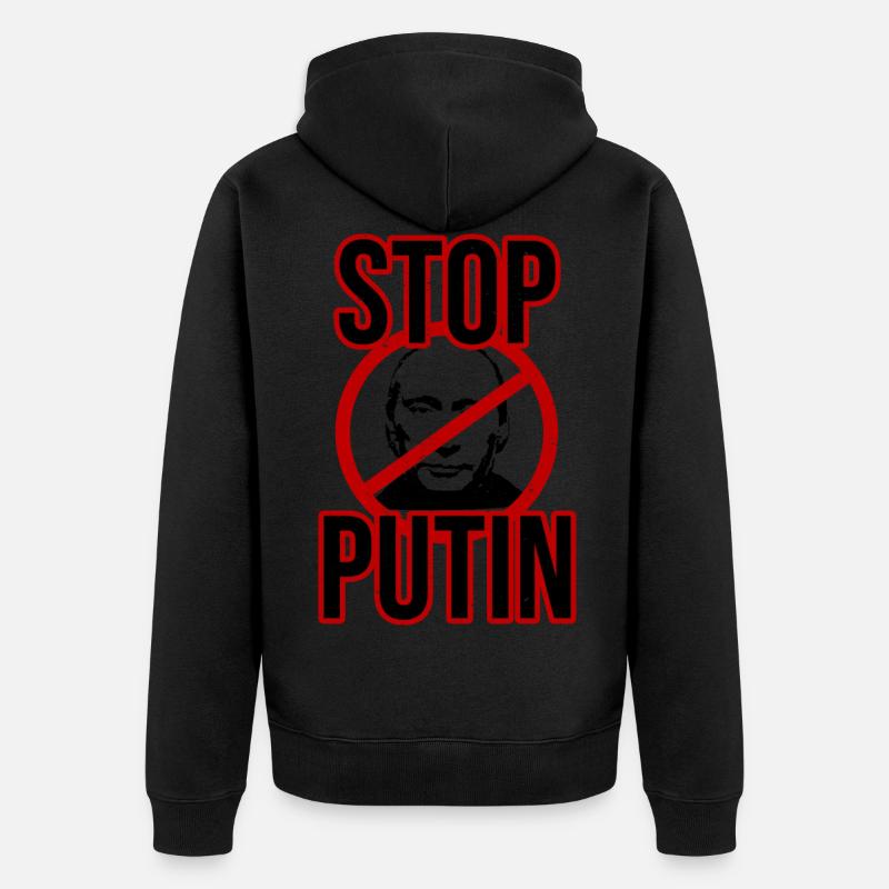 Arrêtez Poutine - Veste à capuche bio Premium Unisexe - noir