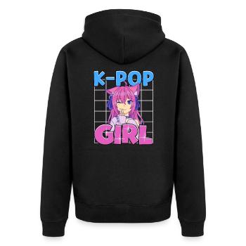 K-Pop Girl K-Drama Kpop - Unisex Premium Bio Zip Hoodie - Schwarz - Hinten - Nico (187cm)