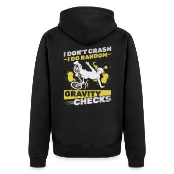 Downhill-Radfahrer Ich stürze nicht ab Ich mache - Unisex Premium Bio Zip Hoodie - Schwarz - Hinten - Nico (187cm)