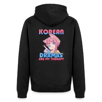 Les drames coréens sont ma thérapie K-Drama K-Pop - Veste à capuche bio Premium Unisexe - noir - Dos - Nico (187cm)