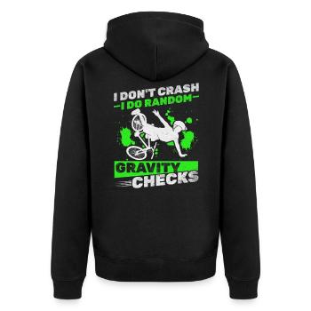 Ich stürze nicht ab Ich mache zufällige - Unisex Premium Bio Zip Hoodie - Schwarz - Hinten - Nico (187cm)