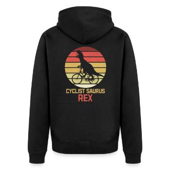 Bicycle Cycling Dinosaur Cyclist Funnier - Unisex Premium Organic Zip Hoodie - black - Back - Nico (187cm)
