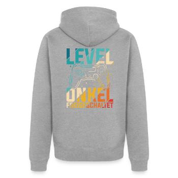 Werdender Onkel - Unisex Premium Bio Zip Hoodie - Grau meliert - Hinten - Nico (187cm)