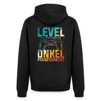 Werdender Onkel - Unisex Premium Bio Zip Hoodie - Schwarz - Hinten - Nico (187cm)