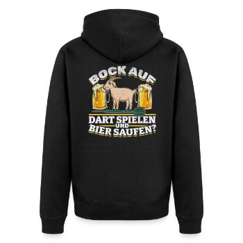 Bock Auf Dart Spielen Und Bier Saufen Darten Dart - Unisex Premium Bio Zip Hoodie - Schwarz - Hinten - Nico (187cm)