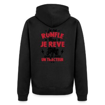 Je Ne Ronfle Pas Je Rêve Que Je Suis Un Tracteur - Veste à capuche bio Premium Unisexe - noir - Dos - Nico (187cm)