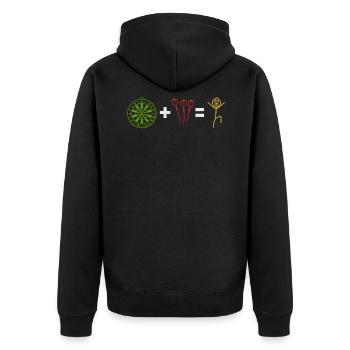 Dart Strichmännchen Dartscheibe+Dart = lustiger - Unisex Premium Bio Zip Hoodie - Schwarz - Hinten - Nico (187cm)