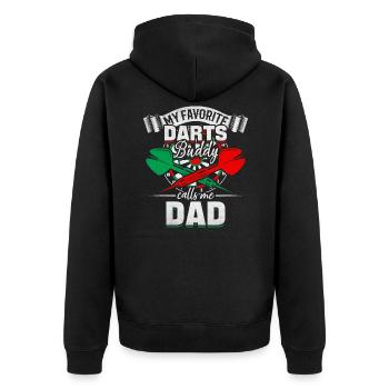 Darts Papa Mon copain de fléchettes préféré m’appelle - Veste à capuche bio Premium Unisexe - noir - Dos - Nico (187cm)