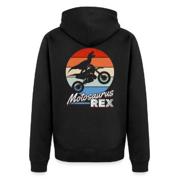 Dirtbike Dino Motocross Dinosaur MotoSaurus Rex - Unisex Premium Organic Zip Hoodie - black - Back - Nico (187cm)