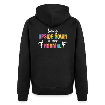Turnen Turner - Unisex Premium Bio Zip Hoodie - Schwarz - Hinten - Nico (187cm)