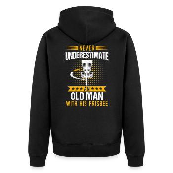 Frisbee - Unisex Premium Bio Zip Hoodie - Schwarz - Hinten - Nico (187cm)