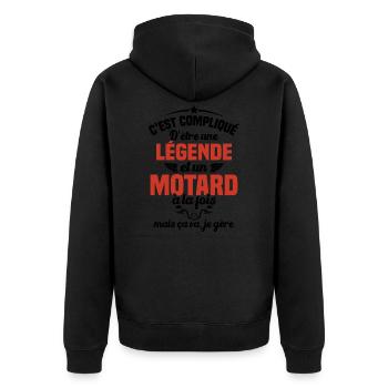 Legende et Motard, Humour Cadeau Motard - Veste à capuche bio Premium Unisexe - noir - Dos - Nico (187cm)