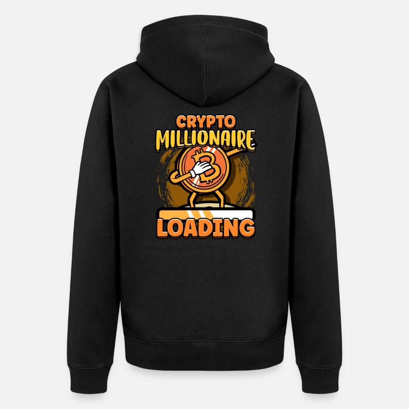 Crypto Millionaire Loading Cryptocurrency BTC - Unisex Premium Bio Zip Hoodie - Schwarz