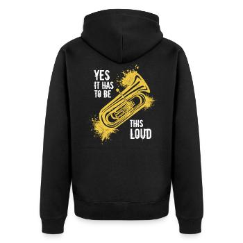 Tuba Tubist - Unisex Premium Bio Zip Hoodie - Schwarz - Hinten - Nico (187cm)